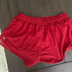 Red Lululemon 2.5in Hottyhot shorts